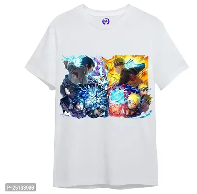 On Trend Round Neck Half Sleeves Printed T Shirt for Boys and Girls (13-14 Years) White