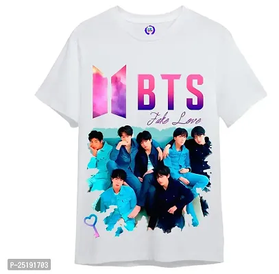 On Trend Fake Love BTS Members Printed Tshirts for Kids, Boys and Girls (5-6 Years) White-thumb0