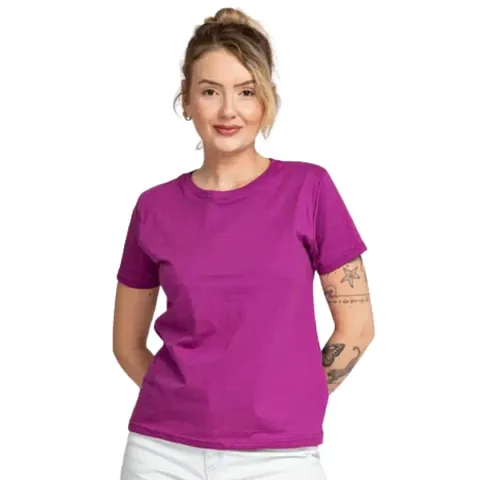 On Trend Round Neck Half Sleeves Regular fit Casual Plain T Shirt for Womens