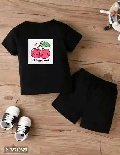 Stylish Black Polycotton Tops With Shorts Clothing Set For Kids-thumb0