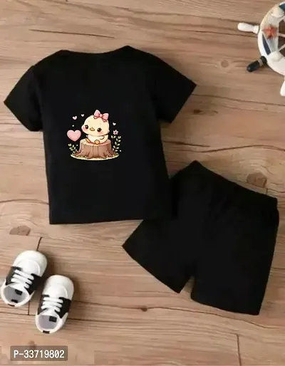 Stylish Black Polycotton Tops With Shorts Clothing Set For Kids-thumb0