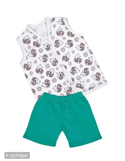 Stylish Green Polycotton Tops With Shorts Clothing Set For Kids