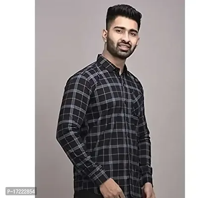 Stylish Cotton Checked Casual Shirt For Men-thumb0