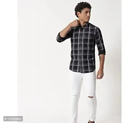 Stylish Cotton Checked Casual Shirt For Men-thumb0