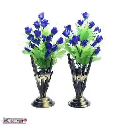 21 kali small roses blue Lilies Flower WITH IRON STAND pack of 2