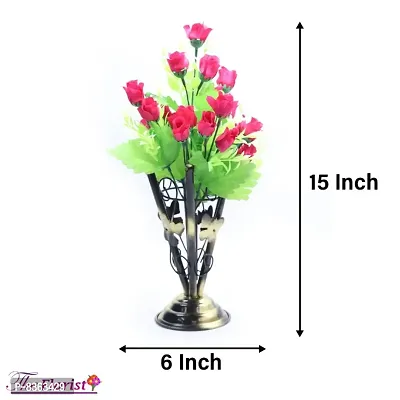 21 kali small roses maroon Lilies Flower WITH IRON STAND pack of 2-thumb3