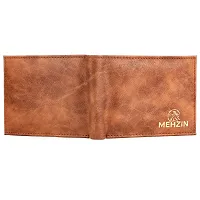 MEHZIN Men Formal Tow Tone Tan Artificial Leather Wallet  Key Ring 2Pcs Combo Gift Set  (8 Card Slots) Wallet  Key Ring Combo Gift Set . Style-194-thumb2