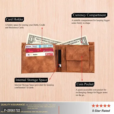 MEHZIN Men Formal Tow Tone Tan Artificial Leather Wallet  Key Ring 2Pcs Combo Gift Set  (8 Card Slots) Wallet  Key Ring Combo Gift Set . Style-194-thumb4