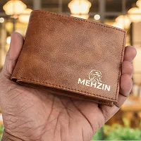 MEHZIN Men Formal Tow Tone Tan Artificial Leather Wallet  Key Ring 2Pcs Combo Gift Set  (8 Card Slots) Wallet  Key Ring Combo Gift Set . Style-194-thumb4