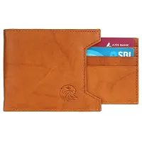 MEHZIN Men Formal Wallet  Key Ring Tan Genuine Leather RFID Wallet  (8 Card Slots) Style 142 Wallet  Key Ring Combo Gift Set-thumb1