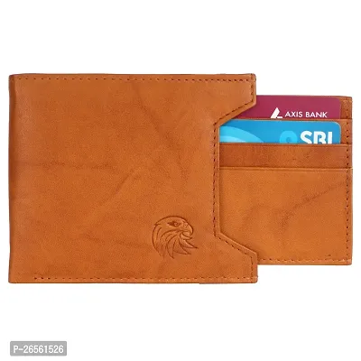 MEHZIN Men Formal Wallet  Key Ring Tan Genuine Leather RFID Wallet  (8 Card Slots) Style 142 Wallet  Key Ring Combo Gift Set-thumb2