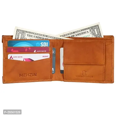 MEHZIN Men Formal Wallet  Key Ring Tan Genuine Leather RFID Wallet  (8 Card Slots) Style 142 Wallet  Key Ring Combo Gift Set-thumb4