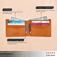MEHZIN Men Formal Wallet  Key Ring Combo Gift Set Tan Genuine Leather RFID Wallet  (8 Card Slots) Style 133 Key ring-thumb1