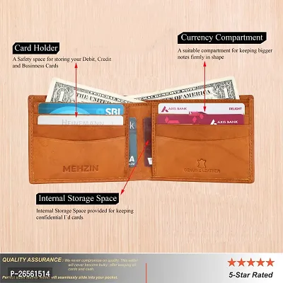 MEHZIN Men Formal Wallet  Key Ring Combo Gift Set Tan Genuine Leather RFID Wallet  (8 Card Slots) Style 133 Key ring-thumb2