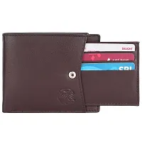 MEHZIN Men Formal Wallet  Key Ring Combo Gift Set Brown Genuine Leather RFID Wallet  (8 Card Slots ) Style 129 Key ring-thumb1