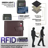 MEHZIN Men Formal Wallet  Key Ring Combo Gift Set Brown Genuine Leather RFID Wallet  (8 Card Slots ) Style 129 Key ring-thumb2