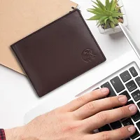 MEHZIN Men Formal Wallet  Key Ring Combo Gift Set Brown Genuine Leather RFID Wallet  (8 Card Slots) Style 132 Key ring-thumb3