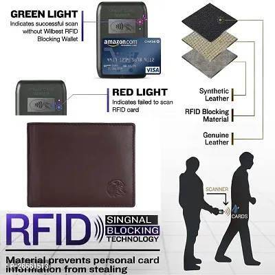 MEHZIN Men Formal Wallet  Key Ring Combo Gift Set Brown Genuine Leather RFID Wallet  (8 Card Slots) Style 132 Key ring-thumb5