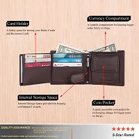 MEHZIN Men Formal Wallet  Key Ring Combo Gift Set Brown Genuine Leather RFID Wallet  (13 Card Slots) Style 126 Key ring-thumb3