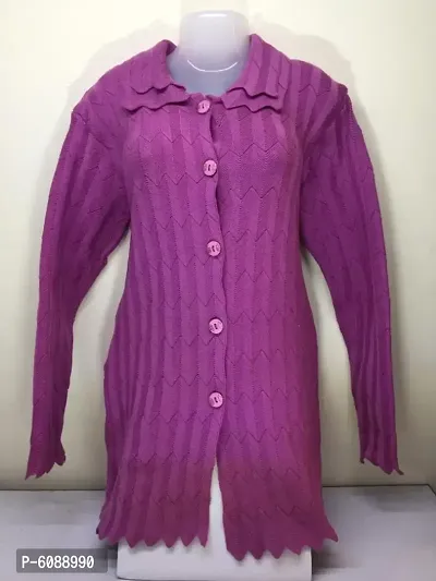 Elegant Woolen Self Pattern Sweaters For Women-thumb0