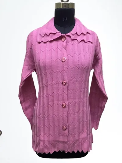 Trendy Wool Embroidered Long Sleeves Crochet Designed Cardigans For Women