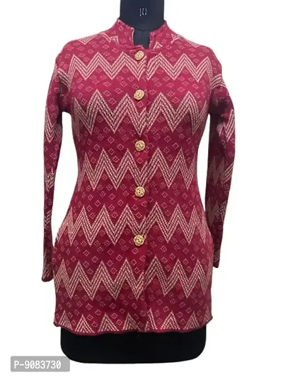 Maroon Wool Embroidered Sweaters For Women-thumb0