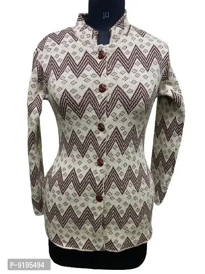 Classic Wool Printed Cardigan Sweaters for Women-thumb0