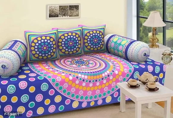 Luxury Diwan Set Covers Cotton Jaipuri Diwan Set (Set of 6), Multicolour, Size Single Bed