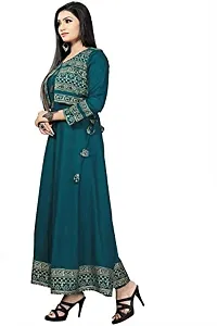 Women's Rayon Printed Anarkali Kurti with Short Jacket-thumb2