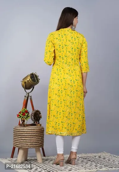 Printed Kurti for Women Gawn (M, Yellow)-thumb5