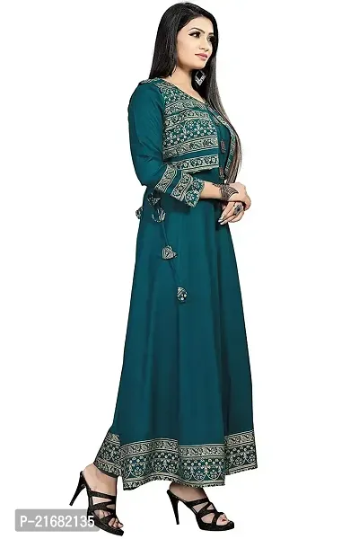 Women's Rayon Printed Anarkali Kurti with Short Jacket-thumb4