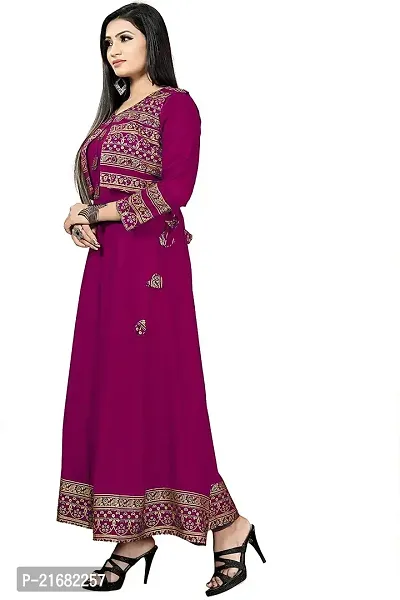 Women's Rayon Printed Anarkali Kurti with Short Jacket-thumb4