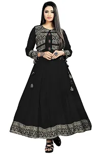 Women's Rayon Printed Anarkali Kurti with Short Jacket-thumb1