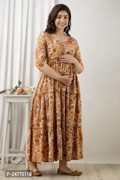 Maternity Gawn for Women (XL, Yellow)-thumb2