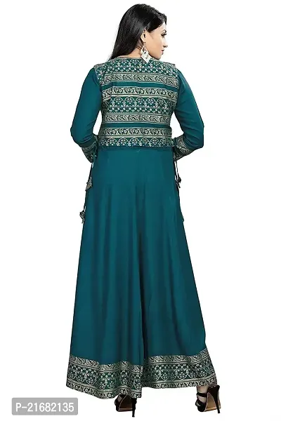 Women's Rayon Printed Anarkali Kurti with Short Jacket-thumb2