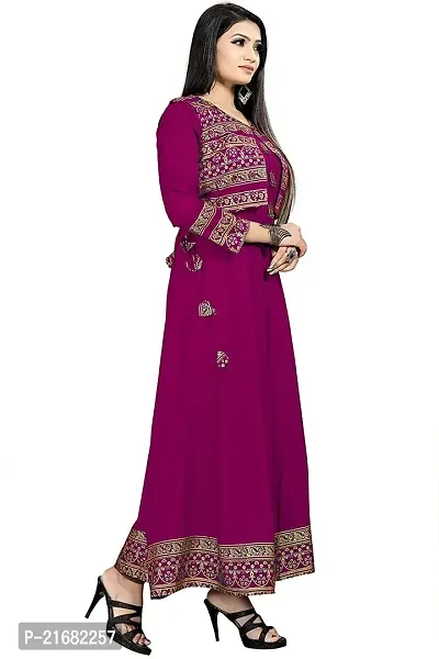 Women's Rayon Printed Anarkali Kurti with Short Jacket-thumb5