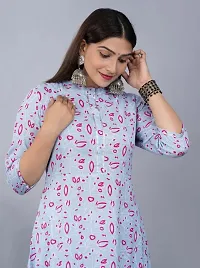 Printed Kurti for Women Gawn (XL, Aqua Blue)-thumb2