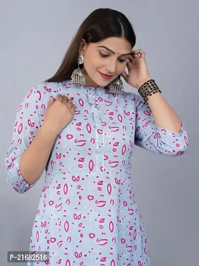 Printed Kurti for Women Gawn (XL, Aqua Blue)-thumb3