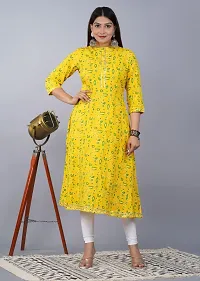 Printed Kurti for Women Gawn (M, Yellow)-thumb3