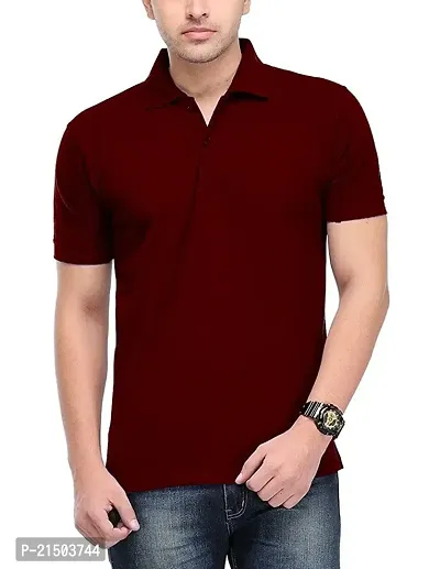Onjx enterprise Men's Polo Collar Half Sleeve T-Shirt (M, Maroon)