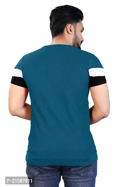 Onjx Enterprise Men's Striped Round Neck Half Sleeve Cotton Blend T Shirt (L, RAMA)-thumb2