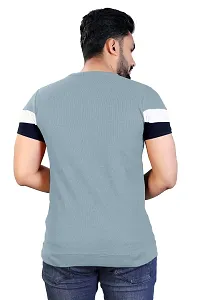 Onjx Enterprise Men's Striped Round Neck Half Sleeve Cotton Blend T Shirt-thumb1