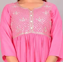 Attractive Pink Embroidered Viscose Rayon Anarkali Kurta-thumb3