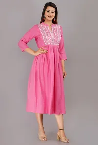 Attractive Pink Embroidered Viscose Rayon Anarkali Kurta-thumb1