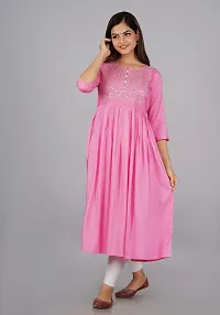 Attractive Pink Embroidered Viscose Rayon Anarkali Kurta-thumb2