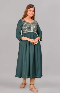 Attractive Green Embroidered Viscose Rayon Anarkali Kurta-thumb2