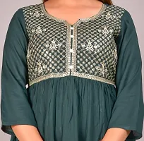 Attractive Green Embroidered Viscose Rayon Anarkali Kurta-thumb4