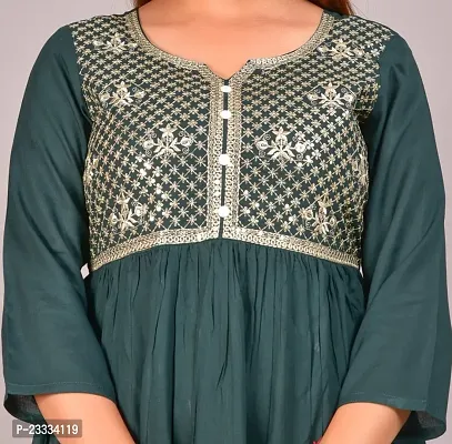 Attractive Green Embroidered Viscose Rayon Anarkali Kurta-thumb5