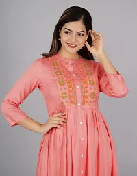 Attractive Peach Embroidered Viscose Rayon Anarkali Kurta-thumb3