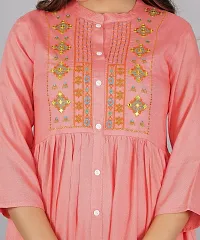 Attractive Peach Embroidered Viscose Rayon Anarkali Kurta-thumb4